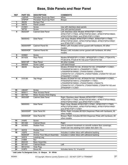 Homestyle Frontload Washer Parts Manual - UniMac