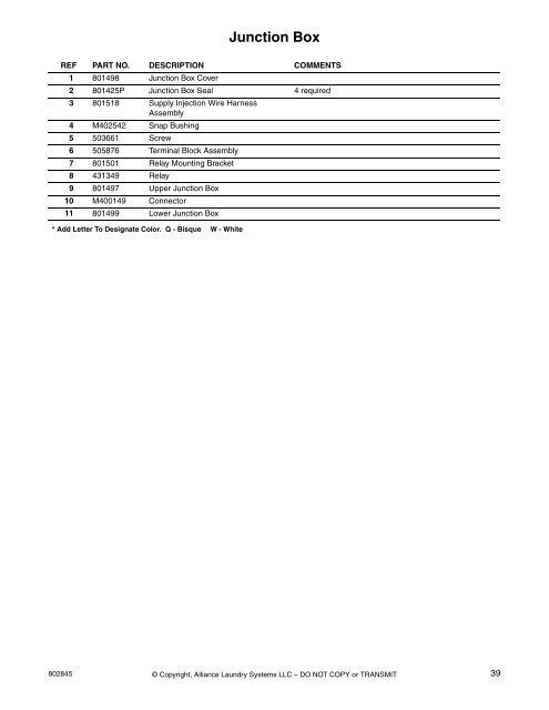 Homestyle Frontload Washer Parts Manual - UniMac