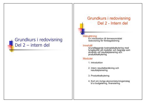Grundkurs i redovisning Del 2 â intern del