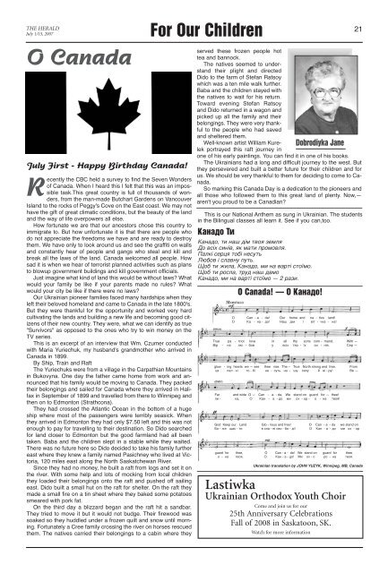 Herald June 1_15 07.qxd - Ukrainian Orthodox Church of Canada