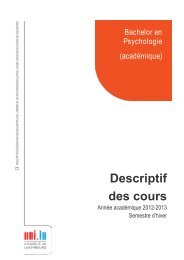 Descriptif des cours - University of Luxembourg - UniversitÃ© du ...