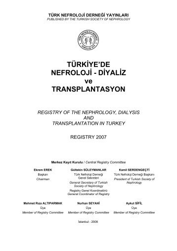 TÃRKÄ°YE'DE NEFROLOJÄ° - DÄ°YALÄ°Z ve TRANSPLANTASYON