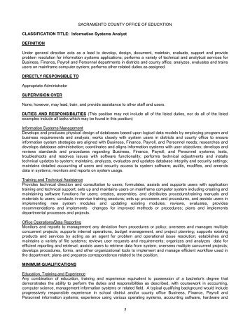 business systems analyst sample resumes