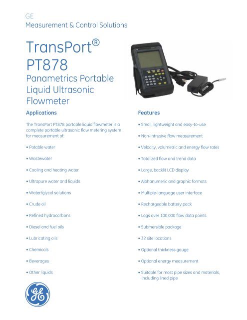 Panametrics TransPort PT878 liquid flowmeter - ODS-instrumentatie