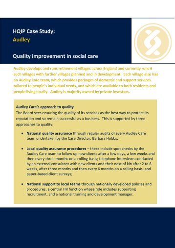 HQIP Case Study: Audley Quality improvement in social care