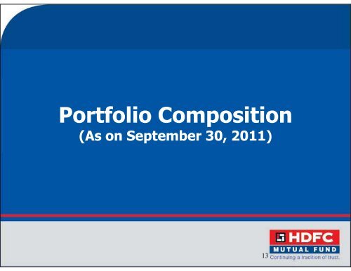 HDFC Cash Management Fund - Sep 30, 2011 - HDFC Mutual Fund