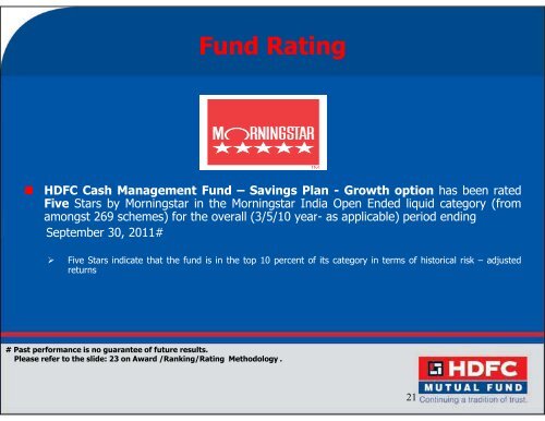 HDFC Cash Management Fund - Sep 30, 2011 - HDFC Mutual Fund