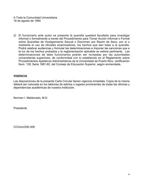 16 de agosto de 1994 CARTA CIRCULAR NÃM. 95-03 A ... - UPRM