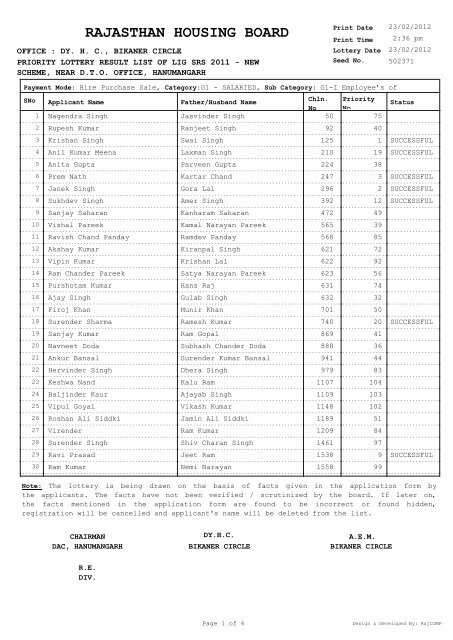 priority lottery of lig srs-2011,new scheme,near dto office ...