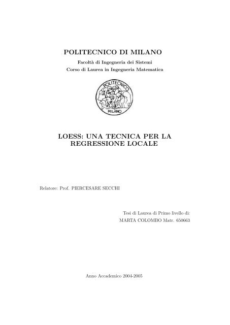 una tecnica per la regressione locale - Department of Mathematics ...