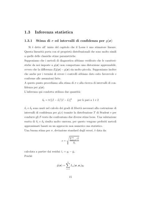 una tecnica per la regressione locale - Department of Mathematics ...