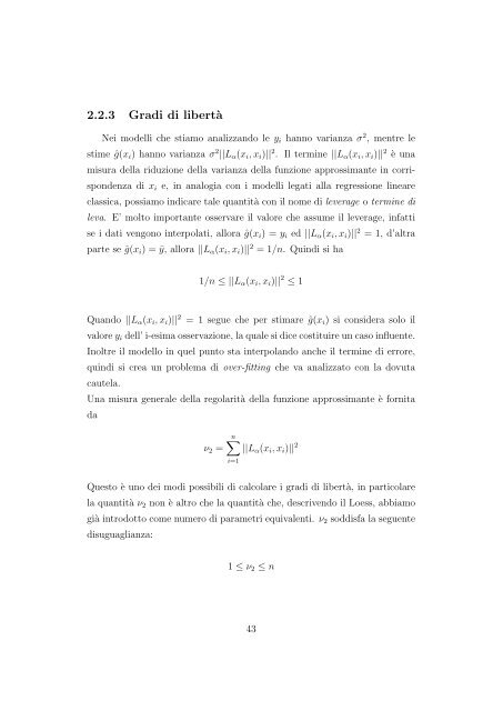 una tecnica per la regressione locale - Department of Mathematics ...