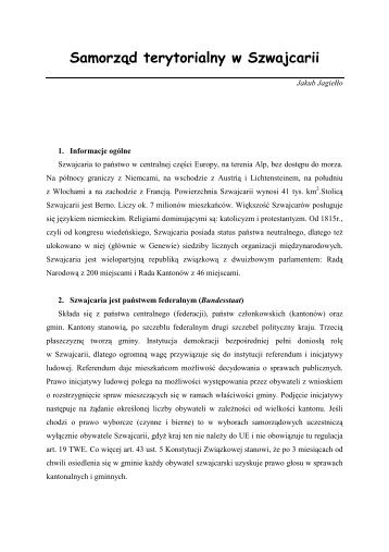 Samorząd terytorialny w Szwajcarii