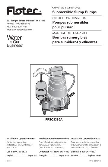 Submersible Sump Pumps Pompes submersibles pour ... - Flotec