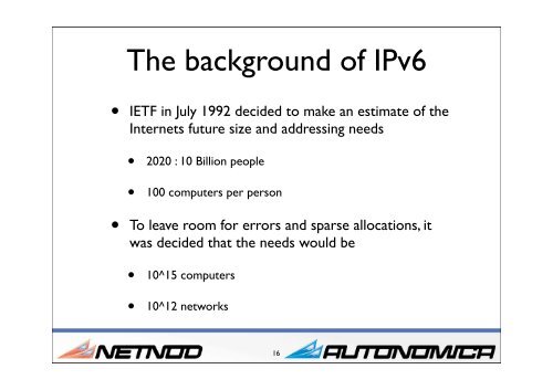 IPv6 Tutorial - RIPE 64