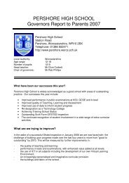 PERSHORE HIGH SCHOOL Governors Report to Parents 2007