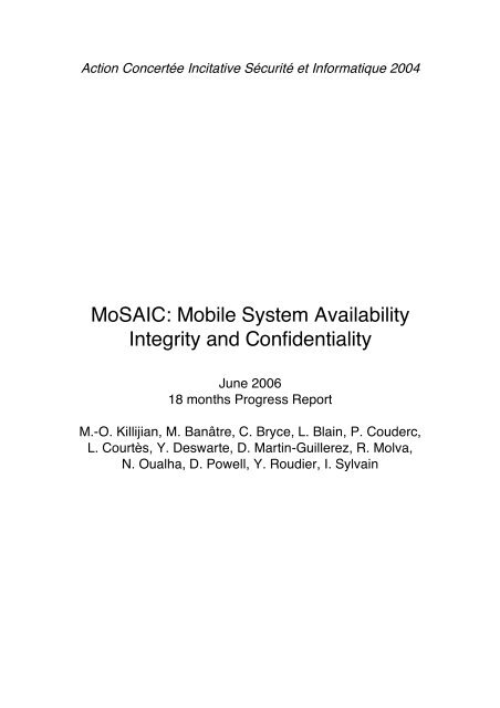 MoSAIC: Mobile System Availability Integrity and ... - Eurecom