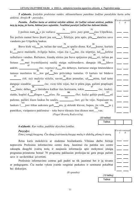 LietuviÅ³ valstybinÄ kalba VBE - Nacionalinis egzaminÅ³ centras