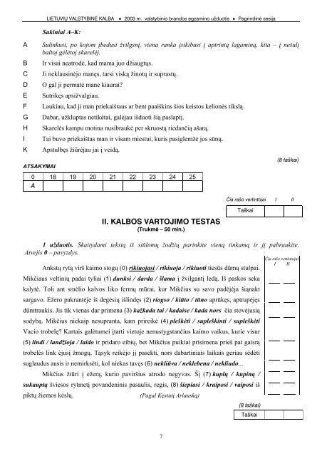 LietuviÅ³ valstybinÄ kalba VBE - Nacionalinis egzaminÅ³ centras