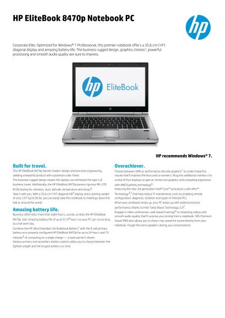HP EliteBook 8470p Notebook PC - Icecat.biz