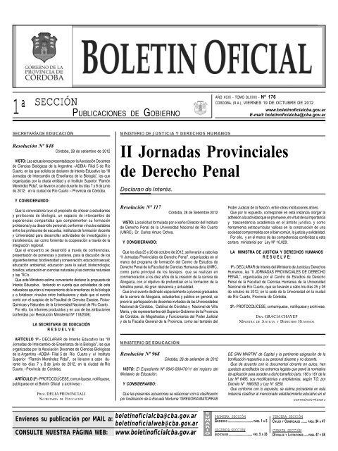 BoletÃ­n Oficial de CÃ³rdoba - 19 de Octubre 2012