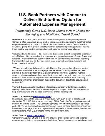 U.S. Bank Partners with Concur to Deliver End-to-End Option for ...