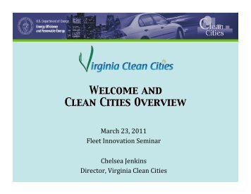 March 23, 2011 Fleet Innovation Seminar Chelsea Jenkins Director ...