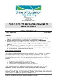 GUIDELINES FOR THE ESTABLISHMENT OF HAIRDRESSERS