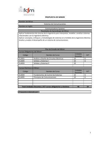 Minor en Sistemas de Comunicaciones - Escuela de Ingeniería y ...