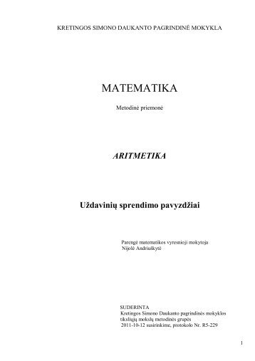 Aritmetika. Uždavinių sprendimo pavyzdžiai