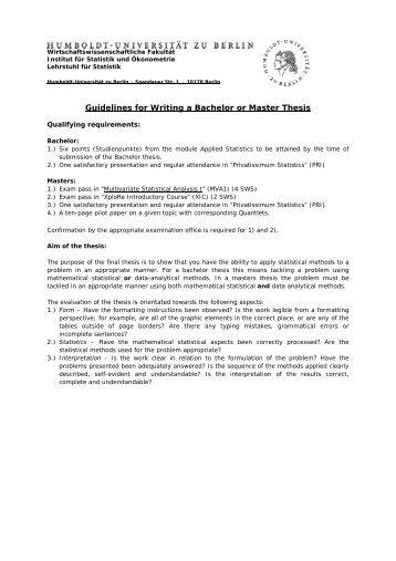 Guidelines for Writing a Bachelor or Master Thesis - Statistik - HU ...