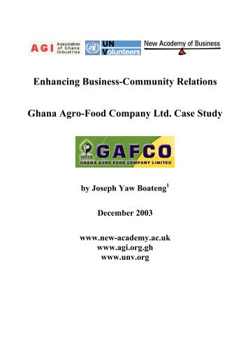 Ghana Agro-Food Company Ltd. Case Study - World Volunteer Web