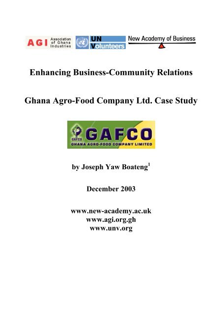 Ghana Agro Food Company Ltd Case Study World Volunteer Web Ghana Agro Food Company Ltd Case Study World Volunteer Web