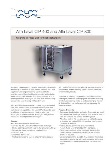 Alfa Laval CIP 400 and Alfa Laval CIP 800