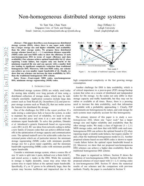 Non-homogeneous distributed storage systems - Singapore ...