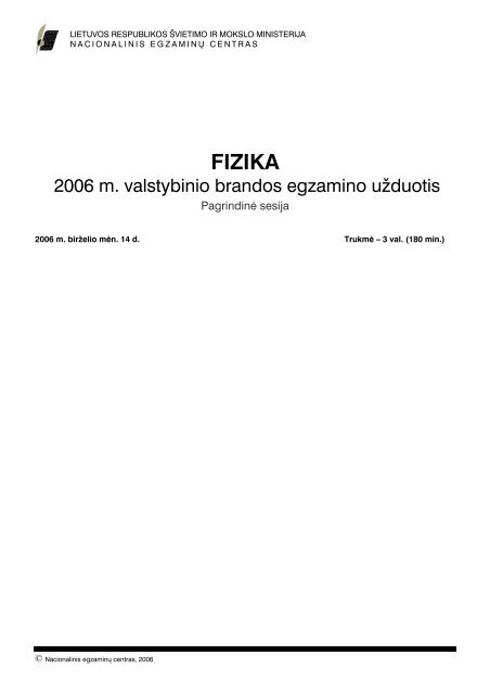 Fizika VBE - Nacionalinis egzaminÅ³ centras