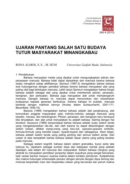 PANTANG DALAM BAHASA MINANGKABAU - Jabatan Bahasa dan ...