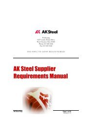 Supplier Requirements Manual - AK Steel