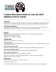 Leaders Discussion Guide for June 24, 2012 Matthew 5:33-37 âLyingâ