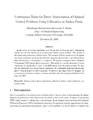 Convergence Rates for Direct Transcription of Optimal Control ...