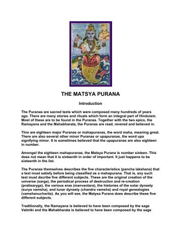 THE MATSYA PURANA - Vedicyagyacenter.com