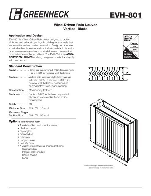 Greenheck Louver Installation FL35289 Greenheck Fan Corporation