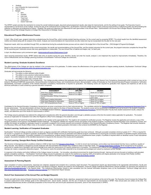 IE PLAN - STC Internal Web Home - Southeastern Technical College