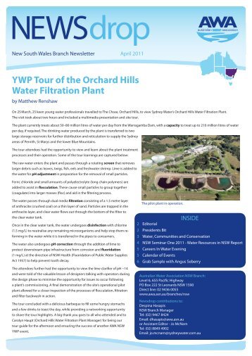 YWP Tour of the Orchard Hills Water Filtration Plant - Australian ...