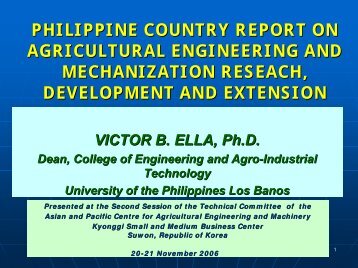 philippine country report on agricultural engineering and