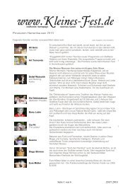 Veranstaltungen Kleines Fest
