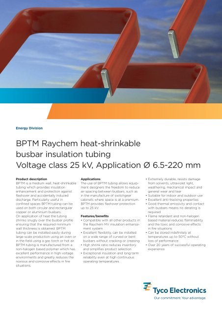 BPTM Raychem heat-shrinkable busbar insulation tubing Voltage ...