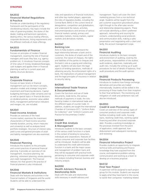 SYNOPSES - Singapore Polytechnic