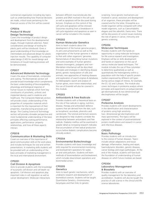 SYNOPSES - Singapore Polytechnic