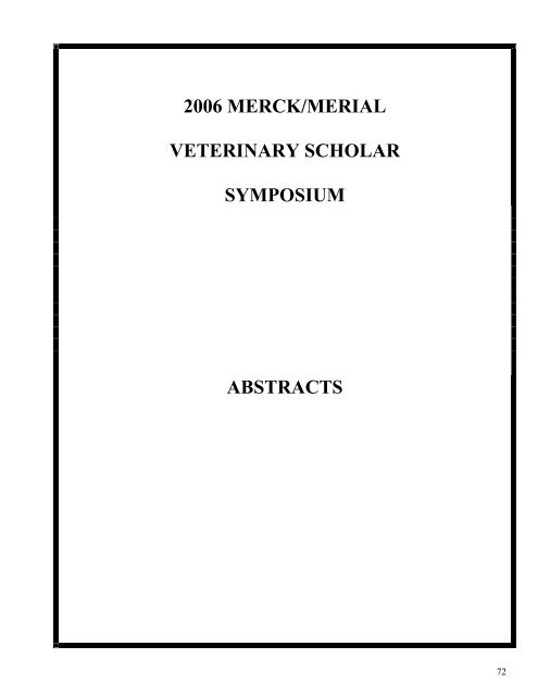 2006 merck/merial - School of Veterinary Medicine - Louisiana State ...